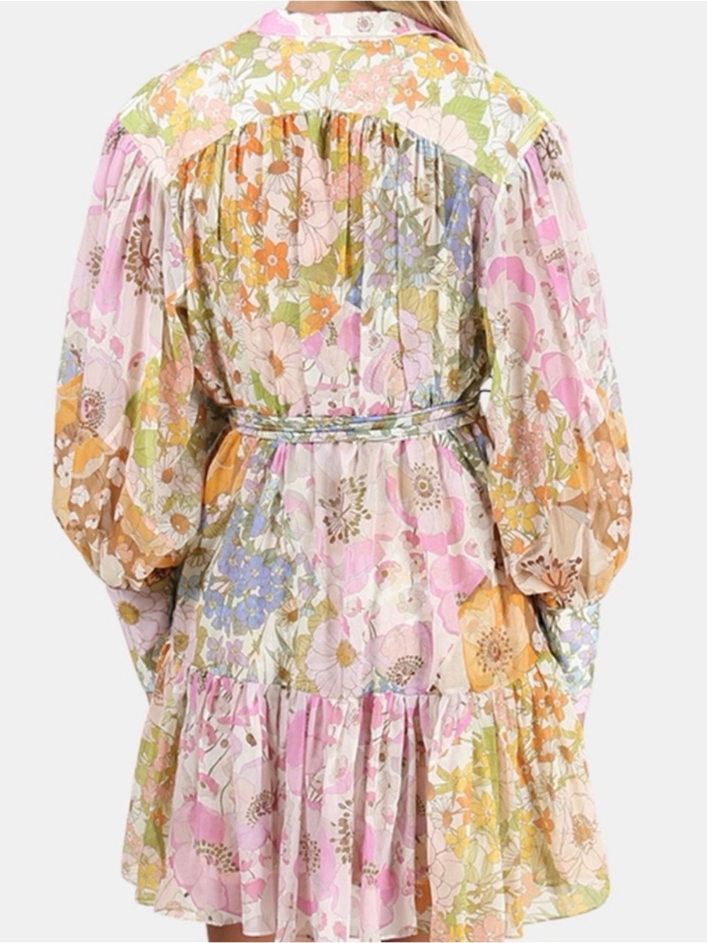 Zimmermann Pastel Floral Mini Dress in Pink, Yellow, Blue and Green - Picture 2 of 4